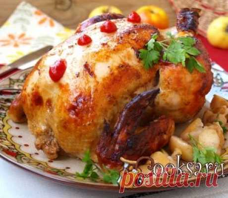 Курица запечённая с яблоками в рукаве фото рецепт приготовления