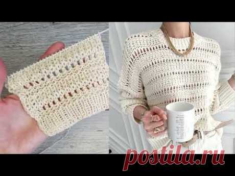 Красивый узор для джемпера. Knitting pattern for jumper, sweater.
