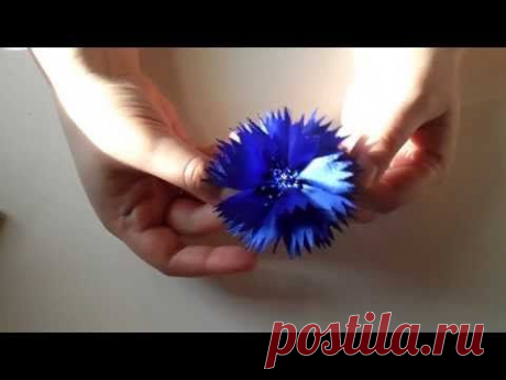 Большой Василек из атласной ленты / D.I.Y Large Cornflower of satin ribbons - YouTube