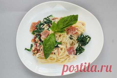 Как приготовить спагетти карбонара с итальянской ветчиной - рецепт, ингредиенты и фотографии
