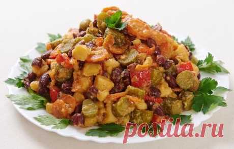 Овощной салат с фасолью | Вкусные рецепты