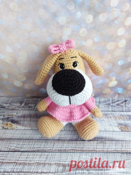 PDF Собачки Дружок и Подружка крючком. FREE crochet pattern; Аmigurumi animal patterns. Амигуруми схемы и описания на русском. Вязаные игрушки и поделки своими руками #amimore - собака, пёс, собачка, щенок, пёсик.