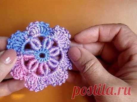▶ Вязаные цветы Урок 39 Сrochet flower pattern - YouTube