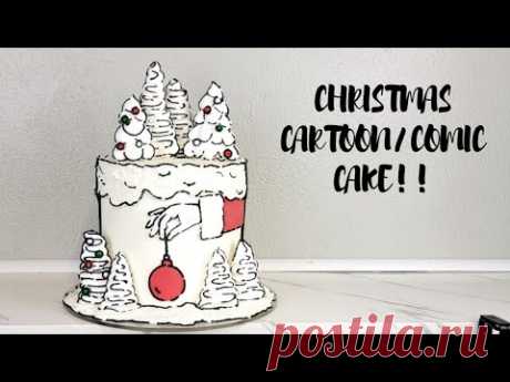 Super Trendy Christmas CARTOON/COMIC CAKE | Christmas Themed CAKE | Cake Decorating Tutorial