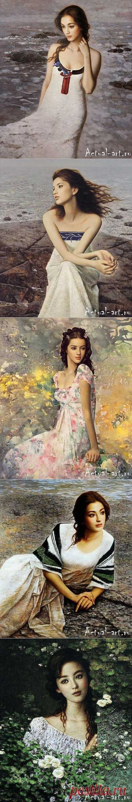 Китайская живопись, картины прекрасных девушек Xie Chuyu | Actual-art.ru
