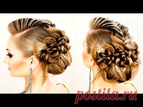 Вечерняя прическа с плетением "Цветы" Updo Hairstyles Hair Tutorial