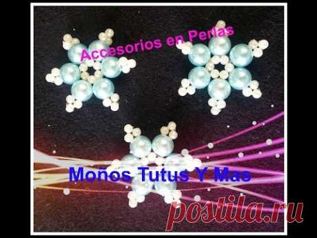 COPO DE NIEVE EN PERLAS Paso a Paso PEARL SNOWFLAKE EMBELLISHMENT Tutorial DIY How To PAP