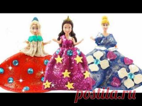 Disney Princess Dresses Making New Play Doh Dress for Disney Princess Frozen Elsa &, Aurora, Belle