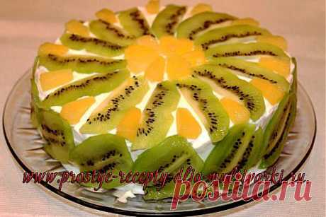Вкусный торт с ананасами и киви