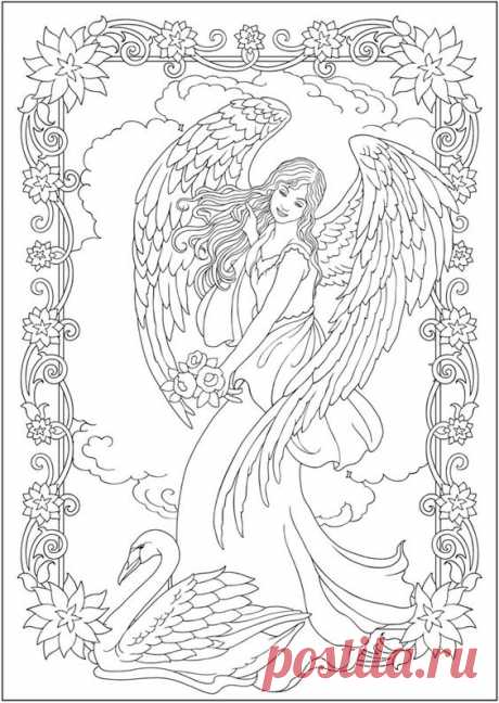 Creative Haven ELEGANT ANGELS Coloring Book By: Marty Noble Welcome to Dover Publications COLORING PAGE 1/6