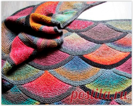 Красивейший меланжевый узор «ракушки»: описание и схема вязания спицами