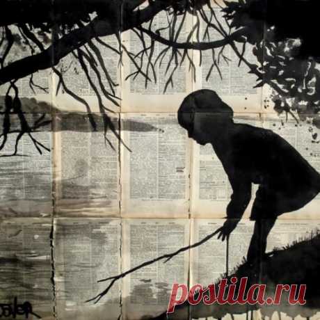 Рисунки на книжных страницах от Loui Jover