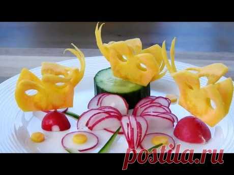 Beautiful Yellow Carrot Butterfly Carving Garnish