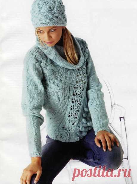 Голубой пуловер и шапочка | Шкатулочка для рукодельниц