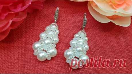 Beaded earrings/Pearl earrings/Серьги из бусин и бисера/Серьги своими руками/Жемчужные серьги