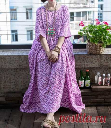 Women's plus size Dresses summer cotton dress Purple | Etsy
