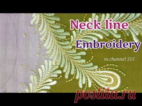 (62) Neck line design Machine embroidery / Cut work - YouTube