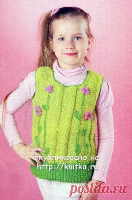 18 моделей жилетов для девочки спицами с описанием, Вязание для детей