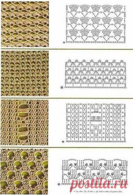 Ажурные узоры крючком / Шитье, вязание для детей на спицах и крючком с описанием / КлуКлу. Рукоделие - бисероплетение, квиллинг, вышивка крестом, вязание