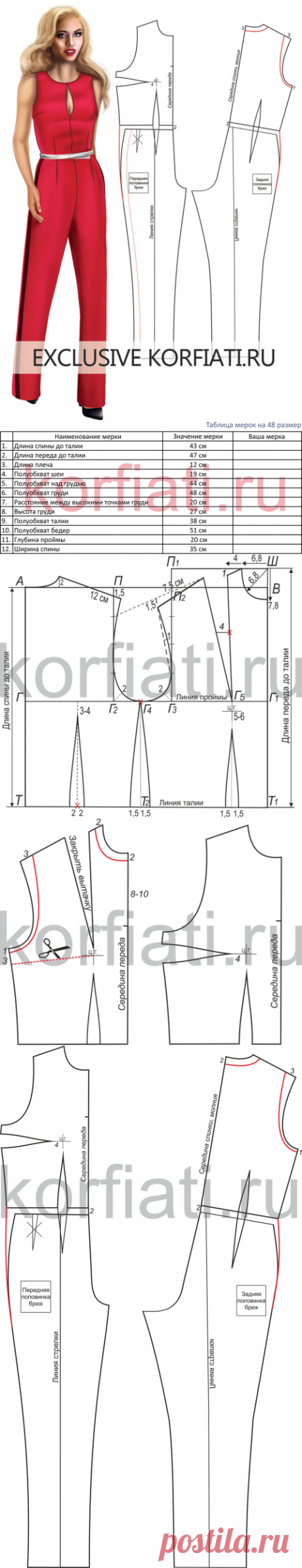 Базовая выкройка женского комбинезона от А. Корфиати