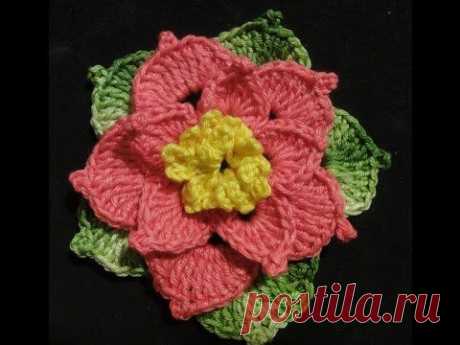 Объёмный цветок Вязание крючком Volumetric Flower Crocheting - YouTube