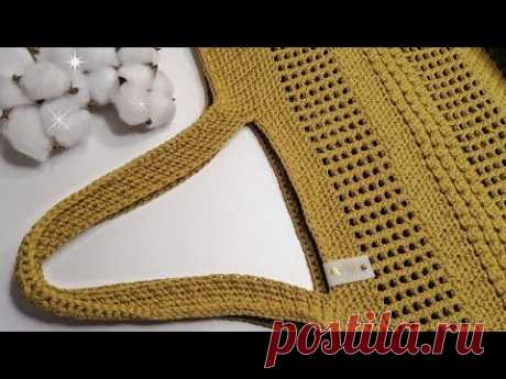 Как связать Шоппер крючком из шнура/How to crochet a shopper from a cord