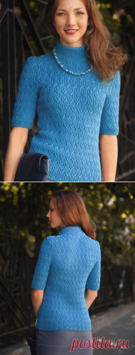 Вязание крючком и спицами - Пуловер с короткими рукавами фантазийным узором