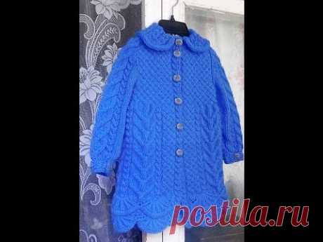 Пальто для девочки спицами. Часть 4 - вяжем воротничок.  knitting children's coats