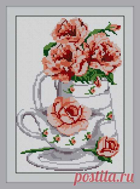 Pitcher of Roses Cross Stitch Pattern Download Cross Stitch | Etsy