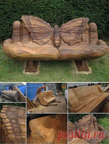 600 Year Old (Butterfly In Hands) Oak Bench
