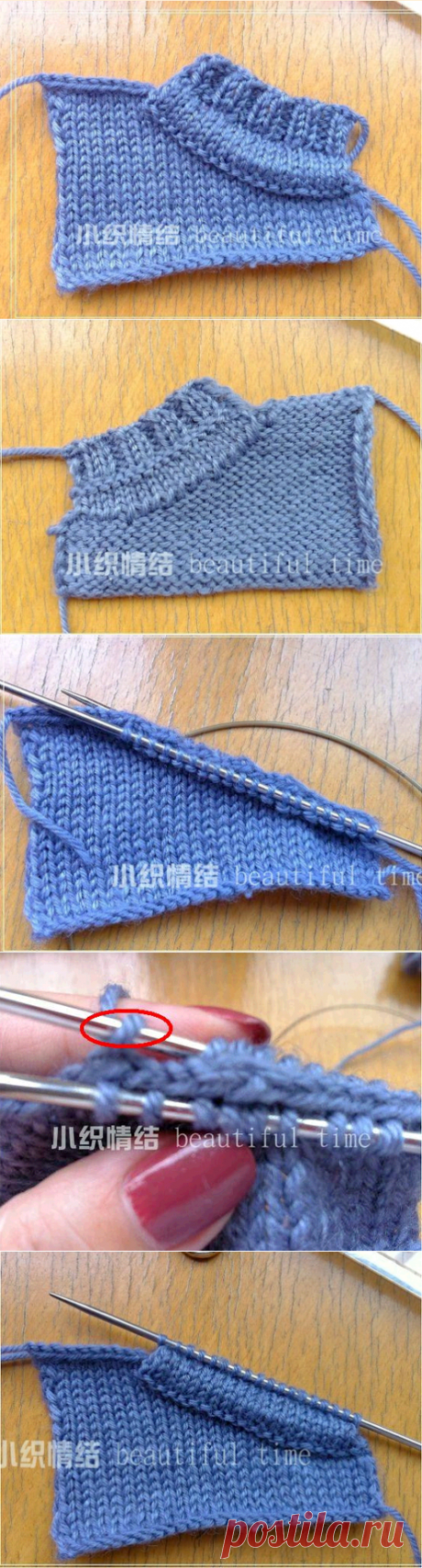 Отделка горловины вязаного спицами джемпера,свитера,подробно по фото