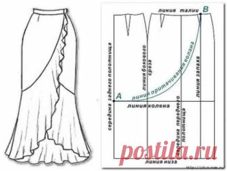 Юбка из легкой струящейся ткани. Конструирование