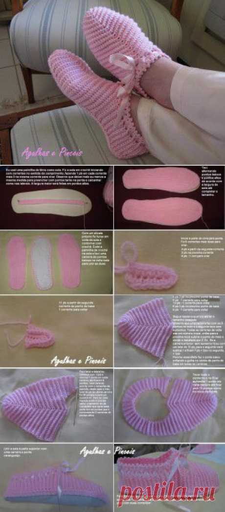 Crochet women slippers. Free crochet pattern for slippers | Все о рукоделии: схемы, мастер классы, идеи на сайте labhousehold.com