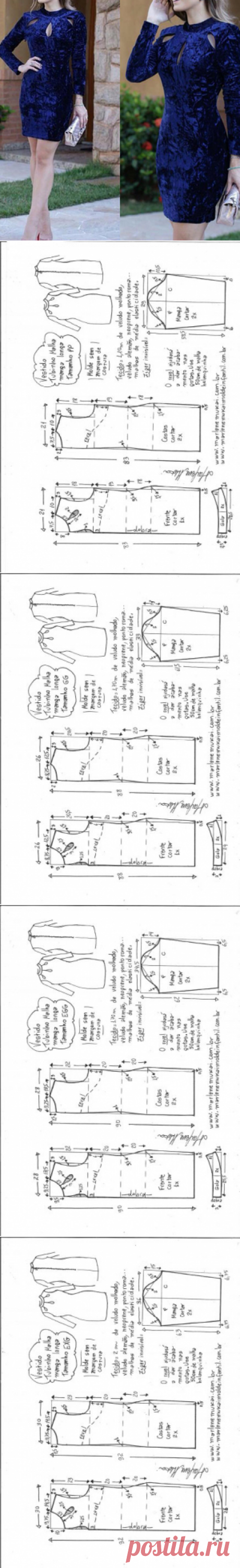 Vestido tubinho de malha manga longa – DIY – molde, corte e costura – Marlene Mukai