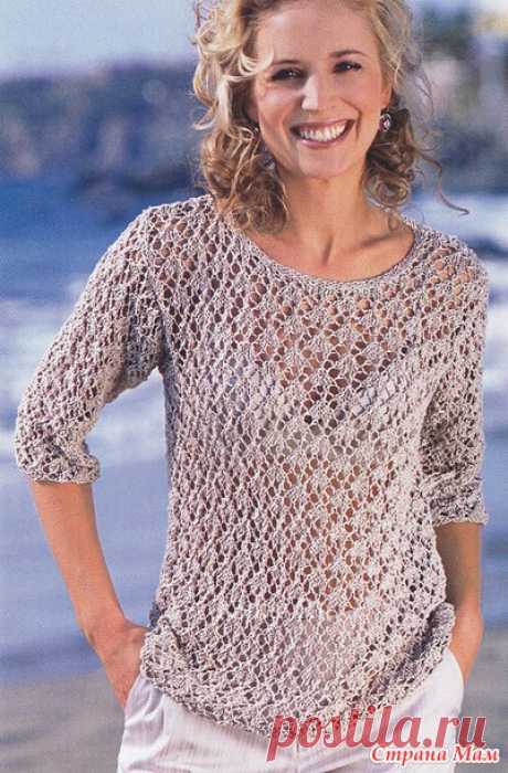 Ажурный светло-бежевый пуловер - Вязание - Страна Мам