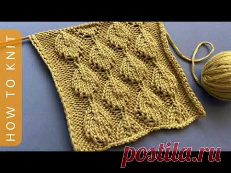Узор ЛИСТЬЯ🌿 спицами (+СХЕМА) для вязания кардигана/свитера/топа/Leaf stitch Pattern🌿 For Cardigan
