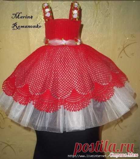 Красное платье для девочки крючком