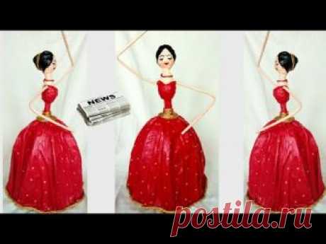 How to make dancing doll from Newspaper and Tissue paper| DIY Newspaper doll Brandenburg Concerto No4-1 BWV1049 - Classical Whimsical by Kevin MacLeod is lic...