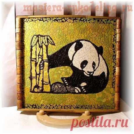 Мастер-класс: Мозаика из яичной скорлупы - Поднос Панда.