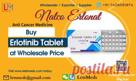 Generic Erlotinib 150mg Tablet available at LetsMeds, one of the leading suppliers of Erlonat 150mg tablets and has won the trust of thousands of customers by delivering Erlonat cancer medicine at the lowest price globally. We are continuously trying to improve and expand our services and increase our product range to ensure we provide our customers with the best possible service at the best possible price.