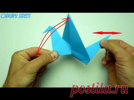 Как сделать журавлика, который машет крыльями. Оригами.