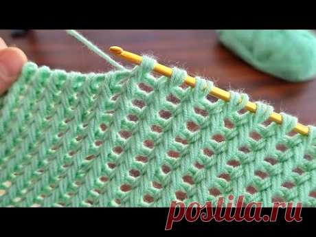 Super Easy Tunisian knitting model ✔ Çok kolay çok gösterişli tunus işi örgü modeli yapımı 🤍