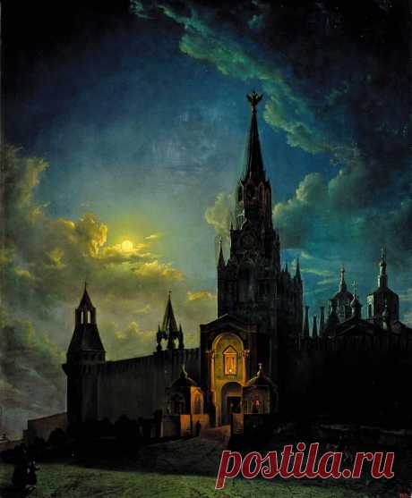 Художник Карл Иванович Рабус (1800-1857).
"Спасские ворота в Москве", 1854 г.