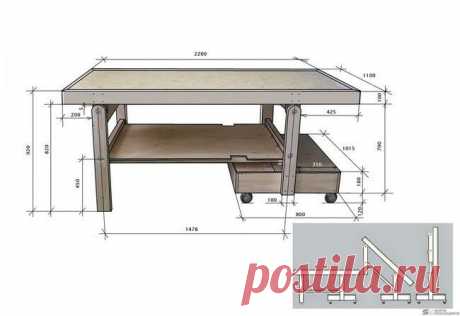 Складной мобильный стол-верстак для мастерской своими руками