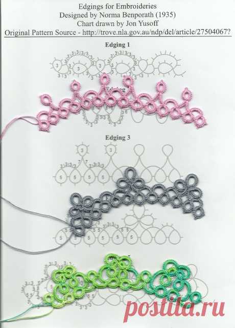 Goudenregen: Good patterns for needle tatting. Geschikte patronen voor naaldfrivolité