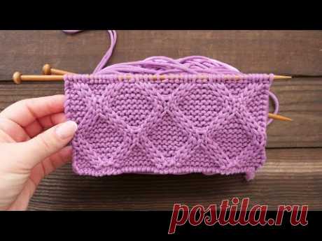 Двойной ромб – узор спицами《》Double rhombus - knitting pattern