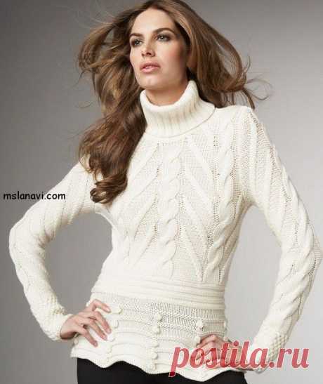 Белый свитер спицами и схемы | Мисс Лана Ви | Ms Lana Vi