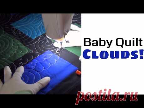 Machine Quilting Clouds on an Baby Quilt - Beginner Quilting Tutorial with Leah Day