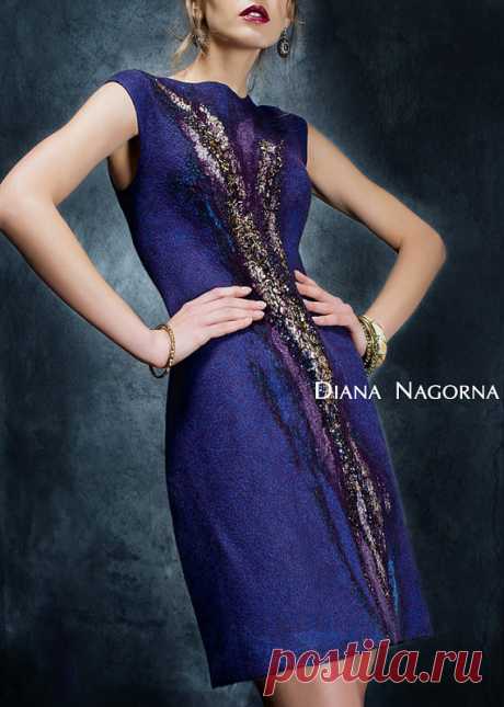 Felted dress Blue Bird fashionable clothes elegant от DianaNagorna