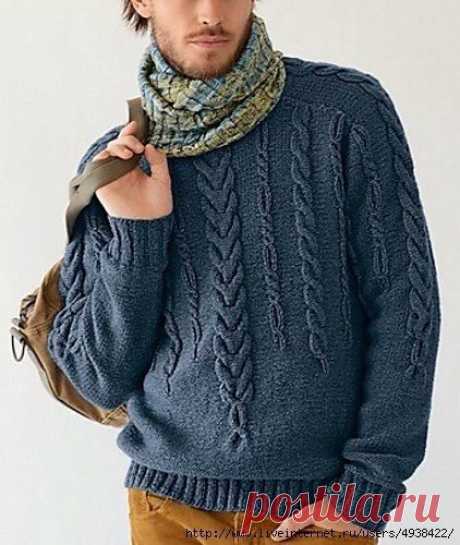 Мужской пуловер с рельефным узором (Вязание спицами) | Журнал Вдохновение Рукодельницы